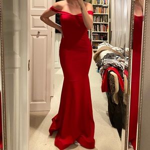 Red mermaid prom dress